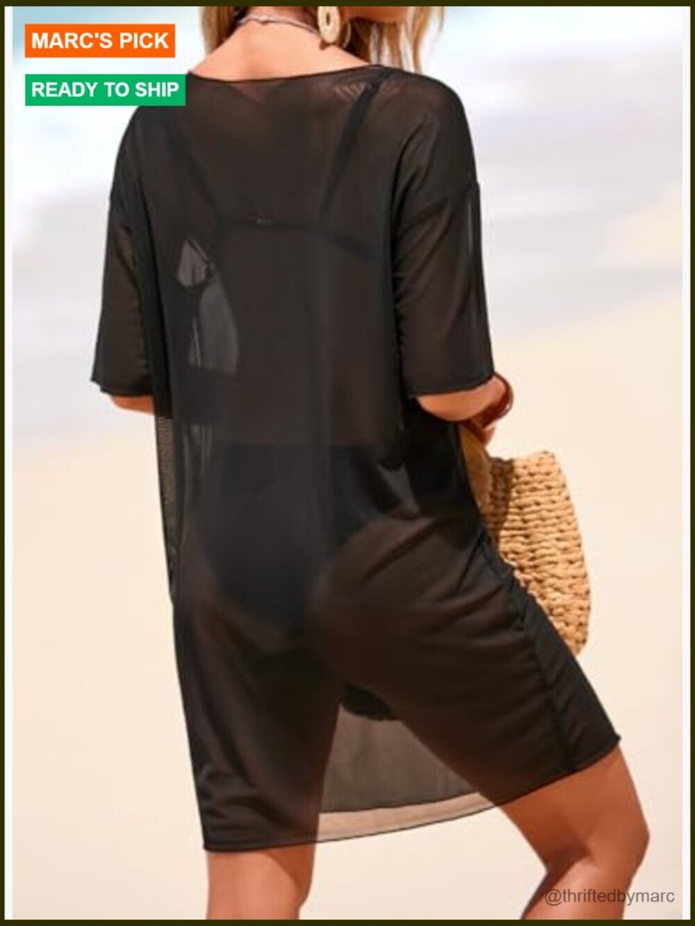 Short Sleeve Beach Cover Up Dress Swimsuit Sundress Vacation Summer - Picture 2 of 7